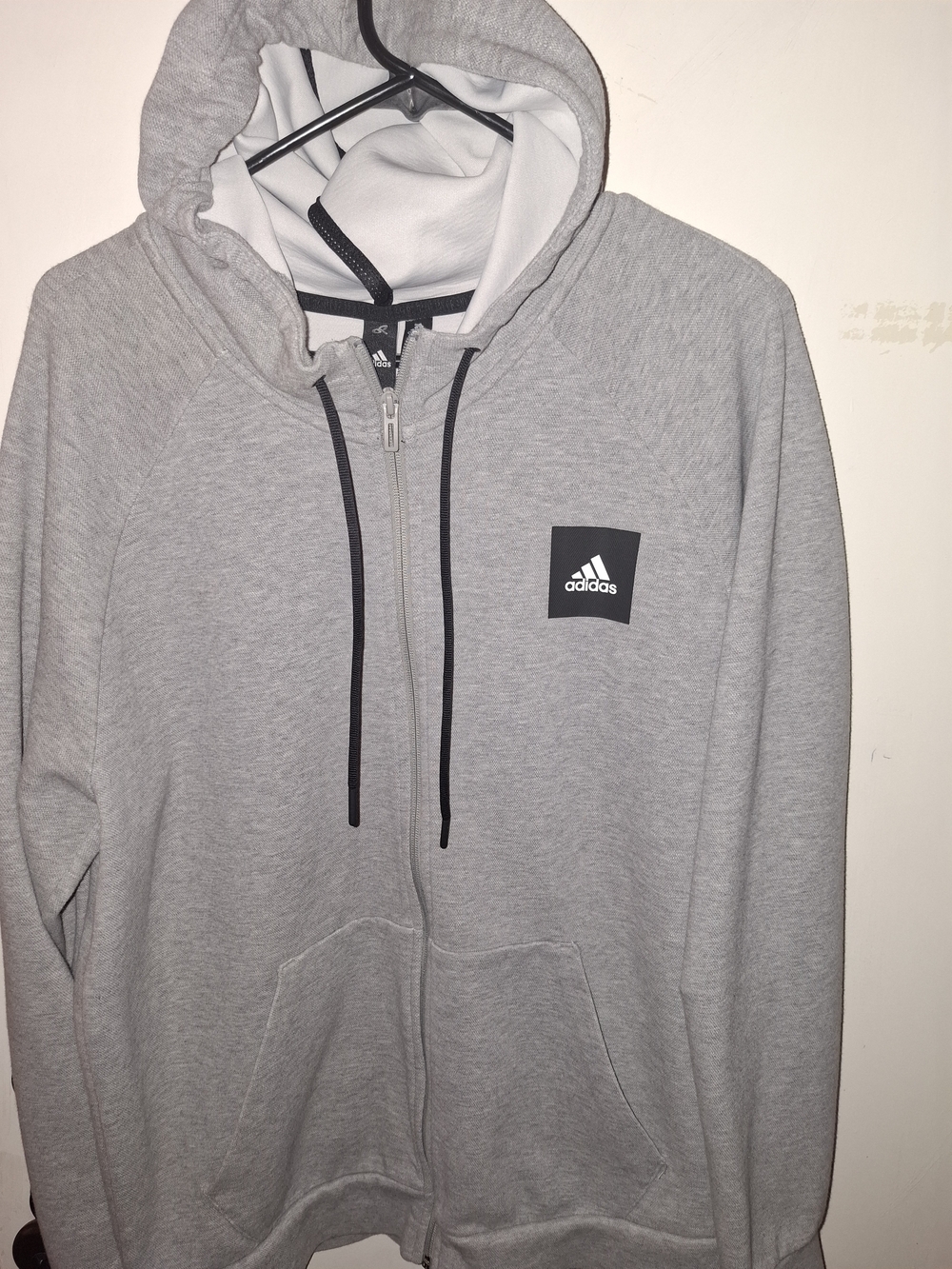 ADIDAS Men's Must Have  Full Zip Hooded Stadium Sweatshirt Size L Grey